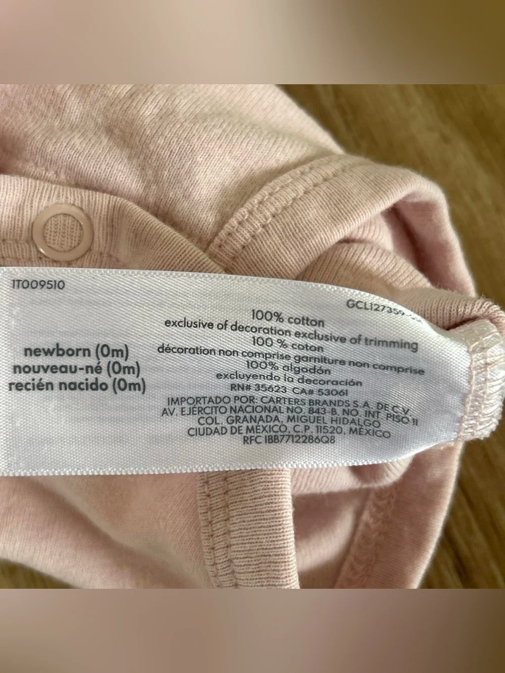 Carter's Light Pink Newborn Bunny Onesie